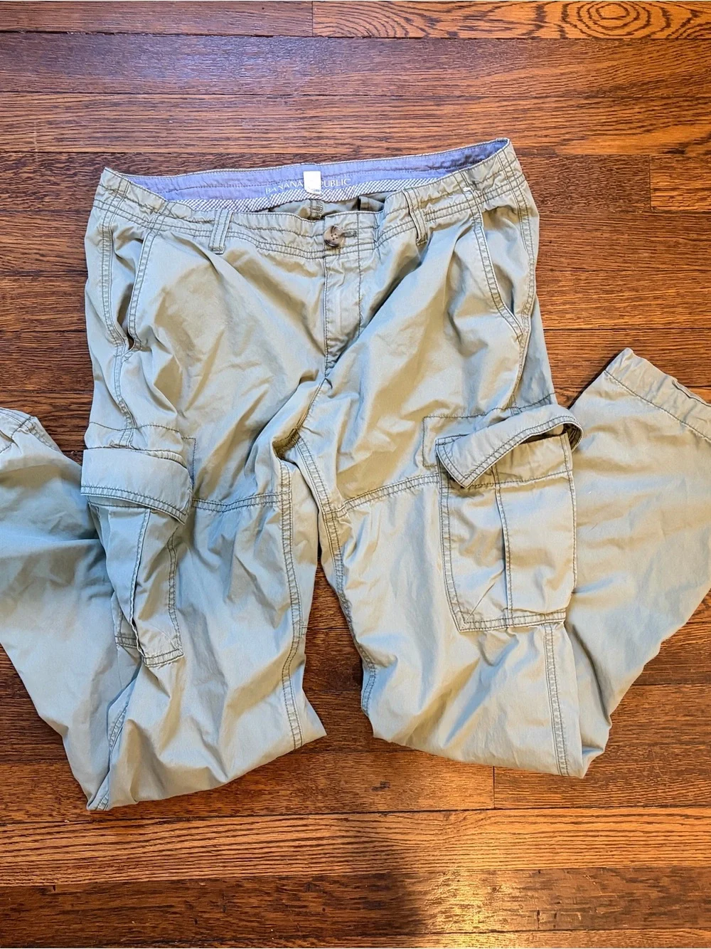 Vintage Banana Republic Y2K Cargo Pants Drawstring Ankle Khaki Green size 12
